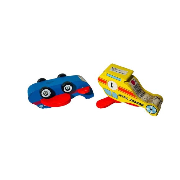 DGI Rescue Team Set of 2 Wooden 4” Toys Yellow Helicopter Blue Airplane Ages 2+ - Picture 6 of 7
